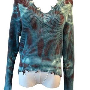 Young Fabulous Broke Tie-dye Distressed Cropped Sweater Trendy Unique